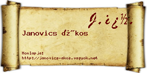 Janovics Ákos névjegykártya